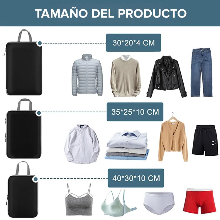 【Ahorra un 70% de espacio de almacenamiento】Conjunto de tres bolsas de almacenamiento comprimidas y 