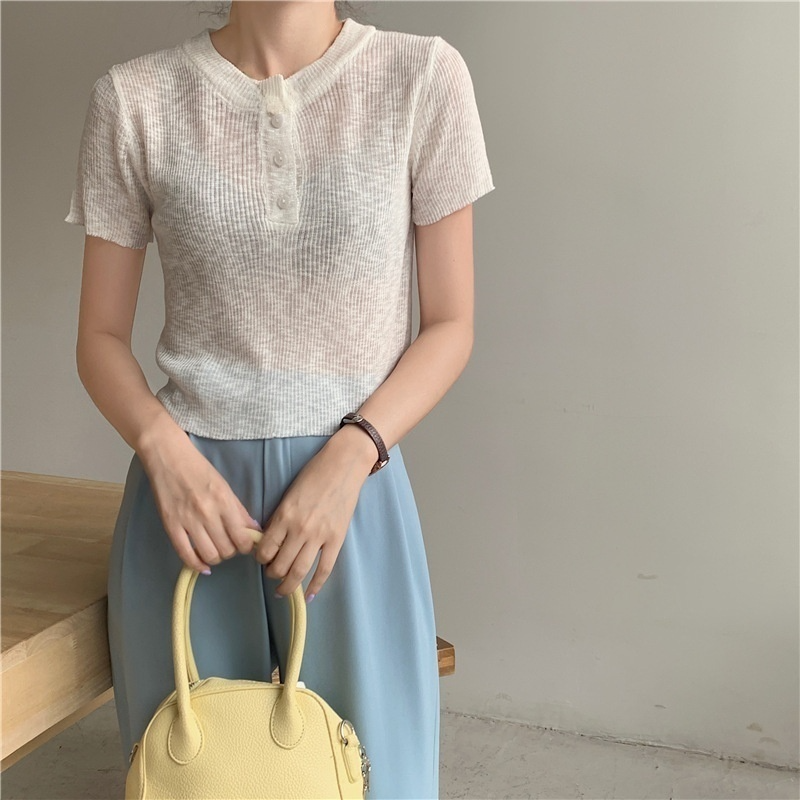 여성 여름 니트웨어 디테일 샷