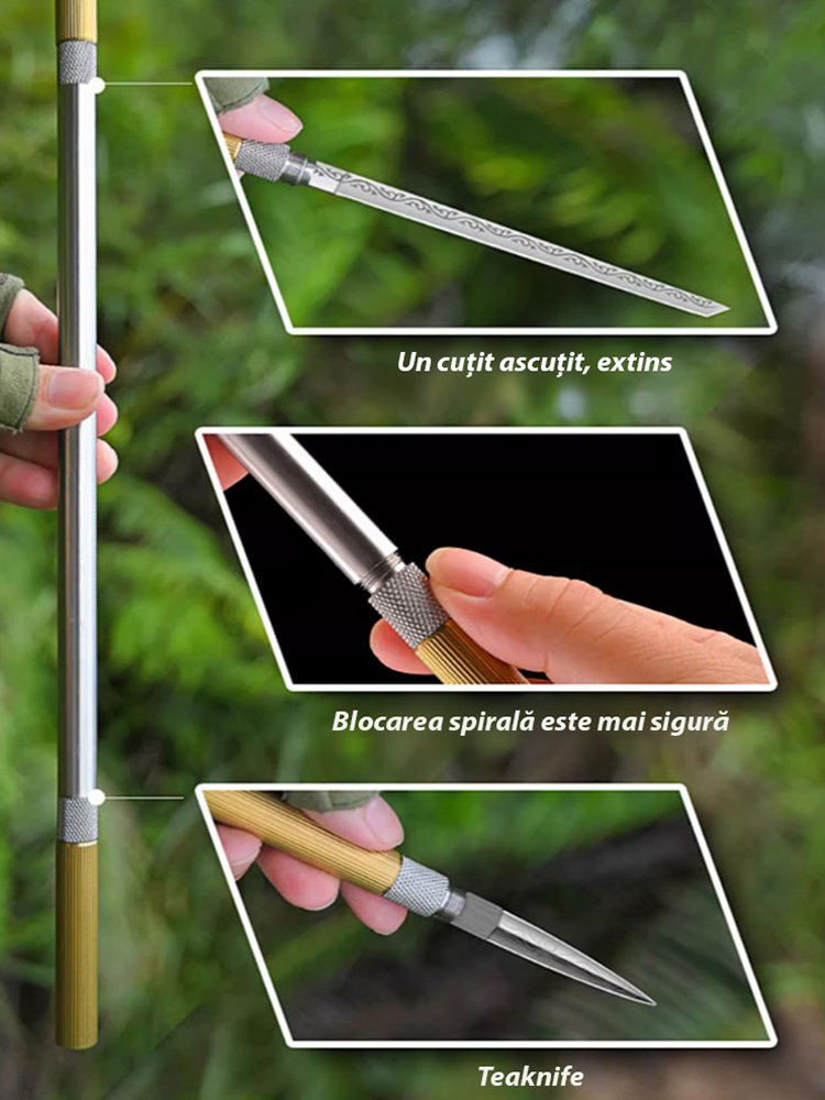 Cuțit de ceai și ac de autoapărare pentru exterior, integrate într-un singur instrument.