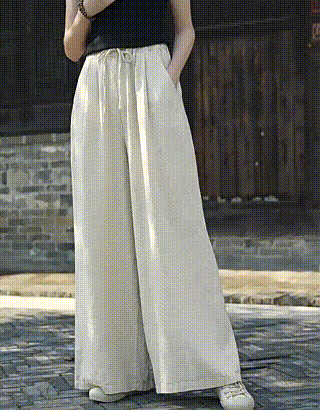 春夏用リネンワイドパンツ