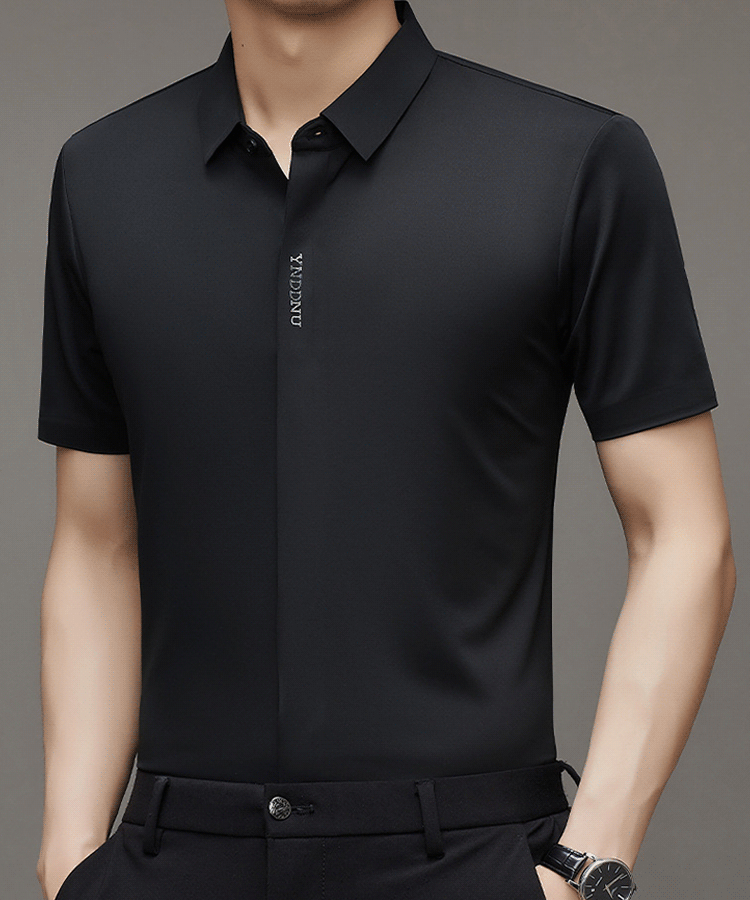 【가난한 자는 면, 부자는 아이스 실크 착용】냉각 효과를 가진 남성용 고급 아이스 실크 반팔 셔츠