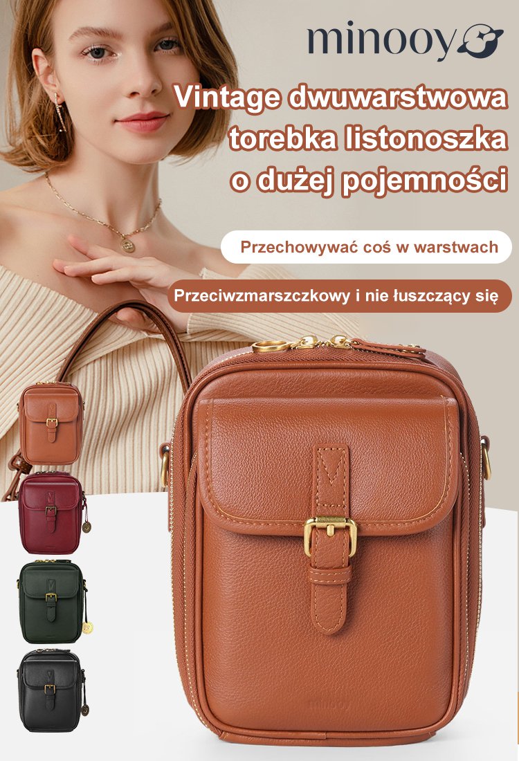 Vintage dwuwarstwowa torebka listonoszka o dużej pojemności