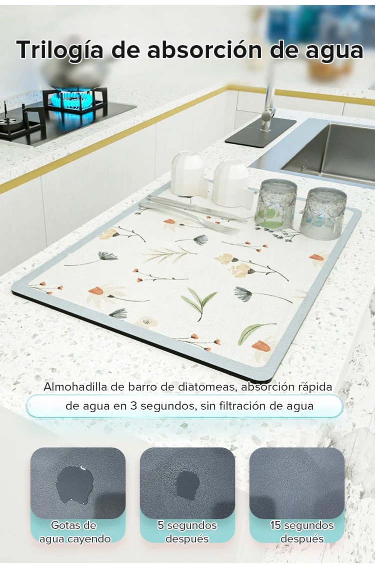 Esterilla fácil de limpiar para platos y vasos