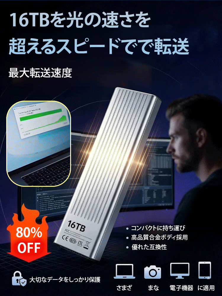 【16TB】超高速ポータブルSSD 【100%実スペック保証・公式認証済】