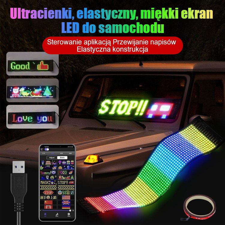 Ultracienki, elastyczny, miękki ekran LED do samochodu