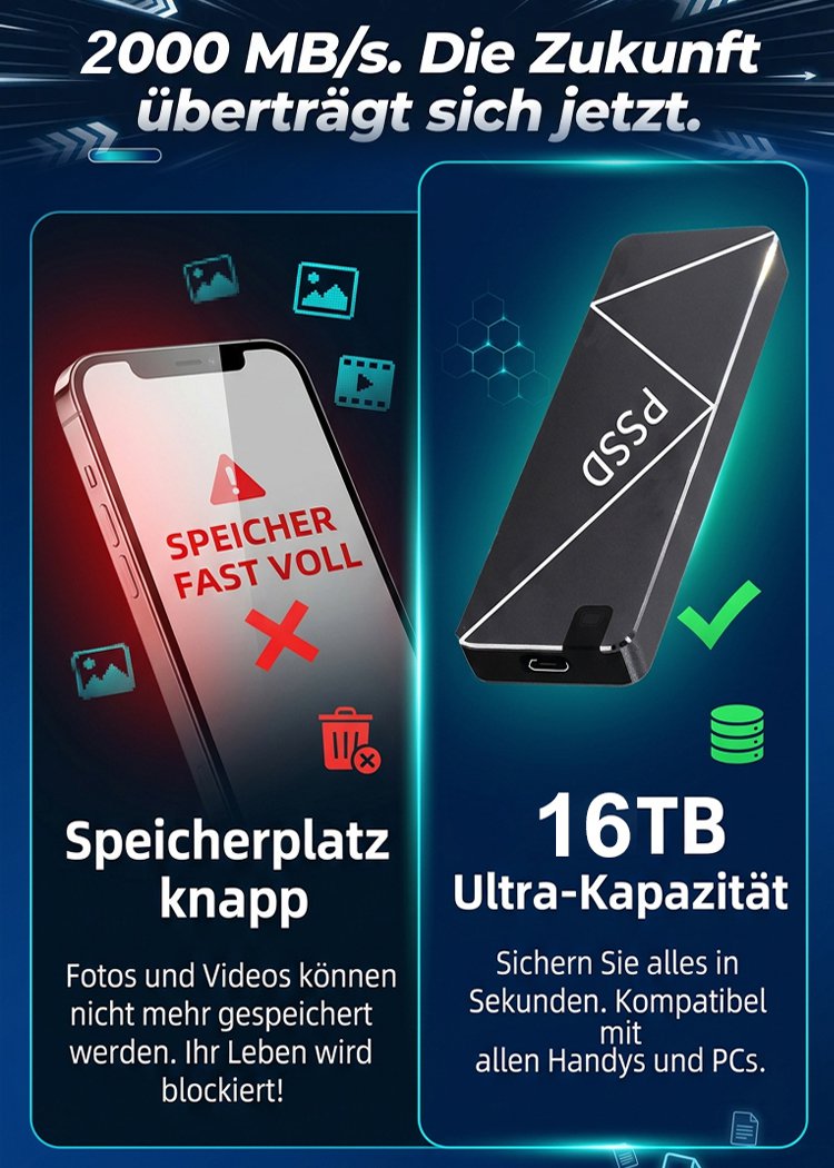 Schnelle und stabile tragbare Mini-Festplatte mit hoher Kapazität