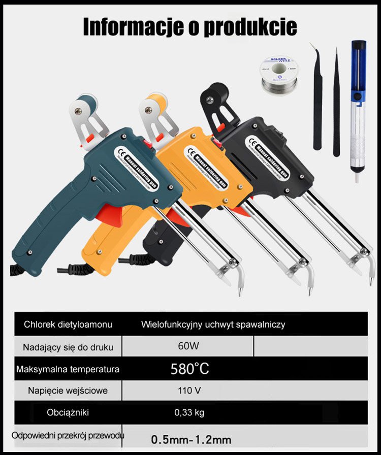 Zestaw lutownicy z podgrzewaniem wewnętrznym, 5 części.