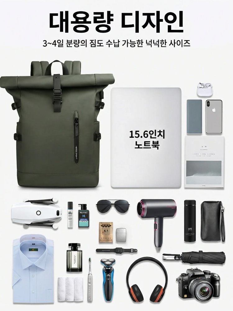 남성용 레트로 대용량 백팩
