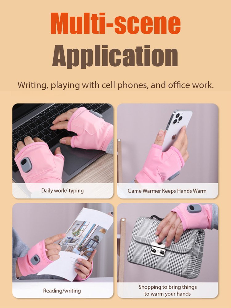 Wireless thermal heating anti-cold half-finger gloves for men and women