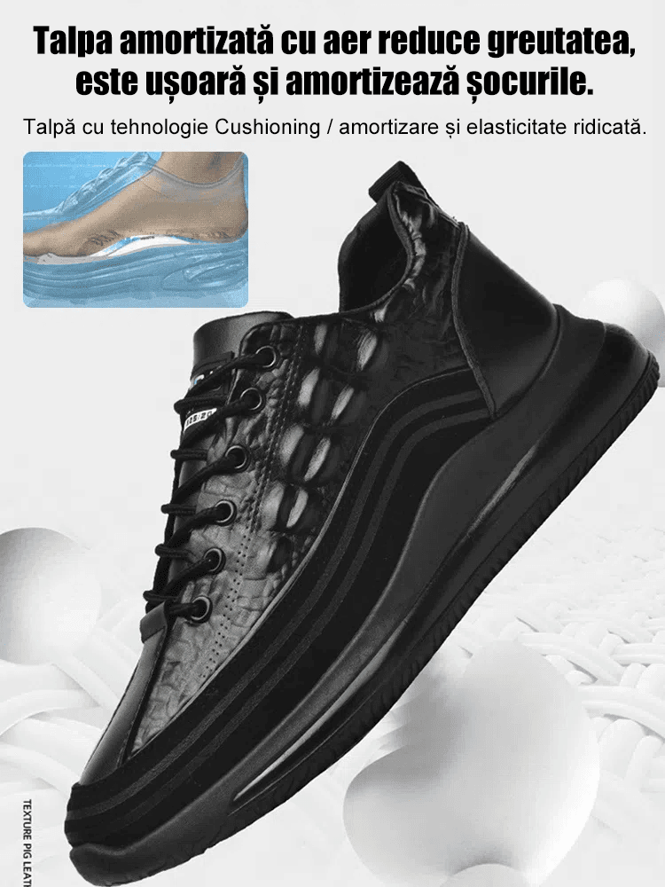 Pantofi versatili din piele pentru bărbați cu model crocodil