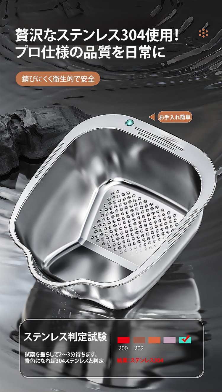 多用途ステンレス洗浄ボウル