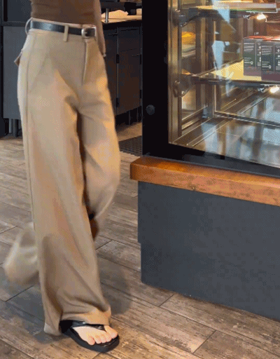 여성 수트 팬츠 세련된 로우라이즈 디자인,베이직한 무드의 슬림핏 와이드 롱팬츠