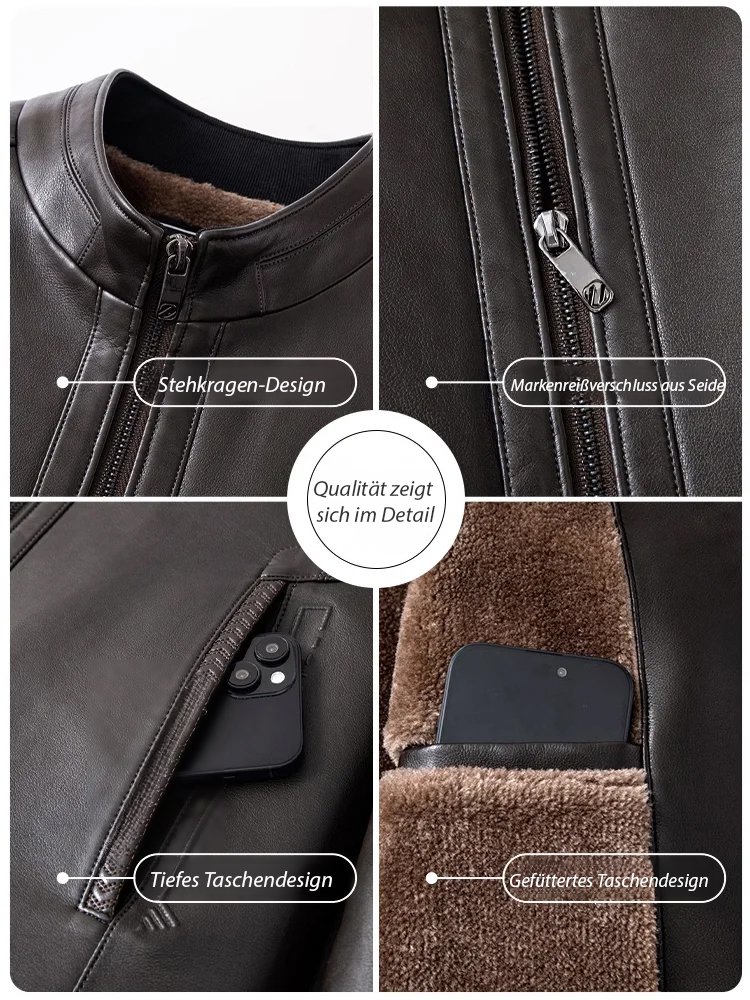 Gepolsterte Lederjacke für Männer [-30 Grad kältebeständig und warm