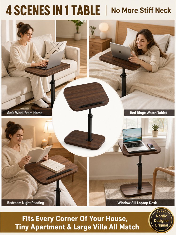 Mobile height-adjustable computer desk