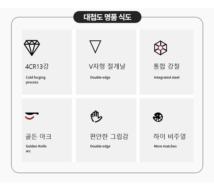 고급스러운 수제 단조 주방칼 손잡이 디테일