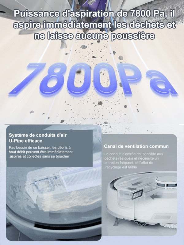 Robot de balayage antibactérien puissant et silencieux