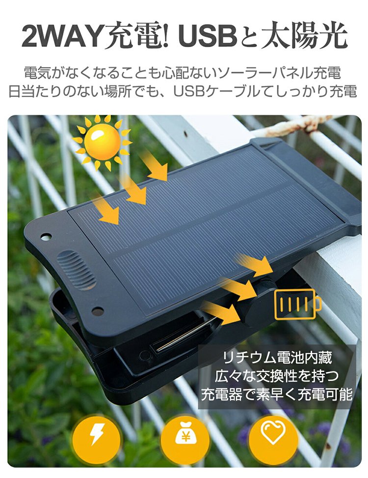 折りたたみ可能なクリップ式ソーラーライトの収納例