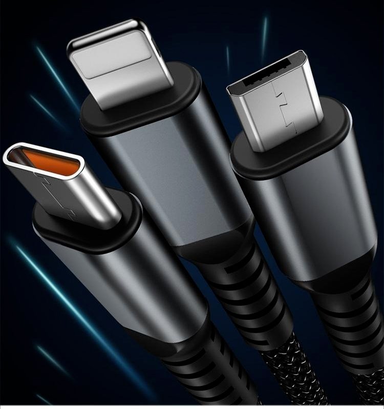 3-in-1 Transparent Fast Charging Luminous Data Cable