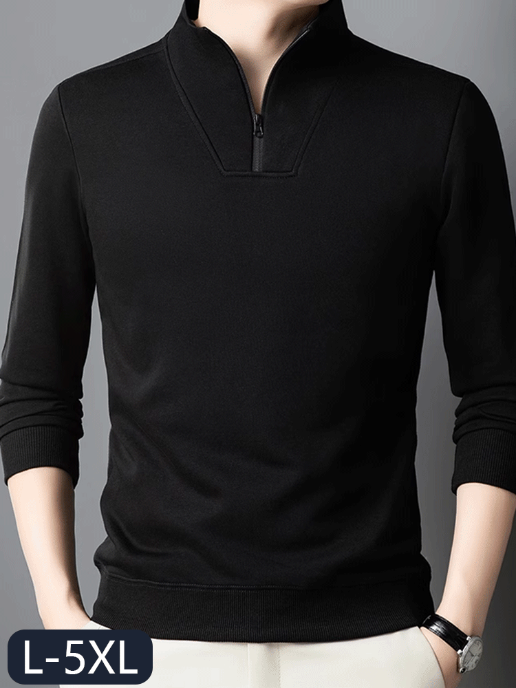 Fashionable Stand Collar Half Zip Chinese Cotton Sweatshirt
