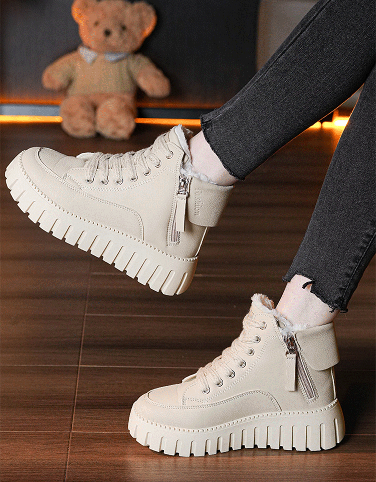 여성용 더블 지퍼 보온 털부츠