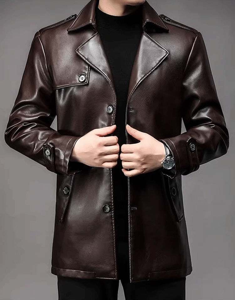 남성 미디롱 가죽 재킷