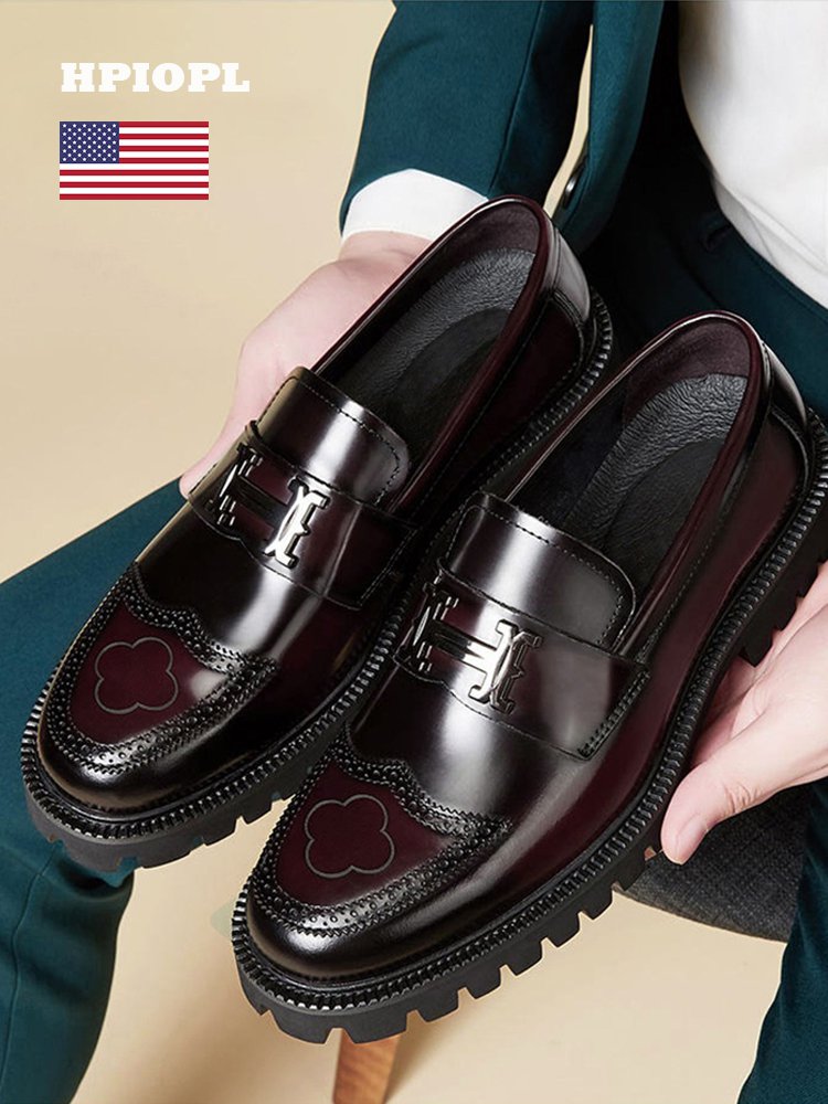 حذاء جلد أمريكي معتق مريح بلون غير لامع للرجال