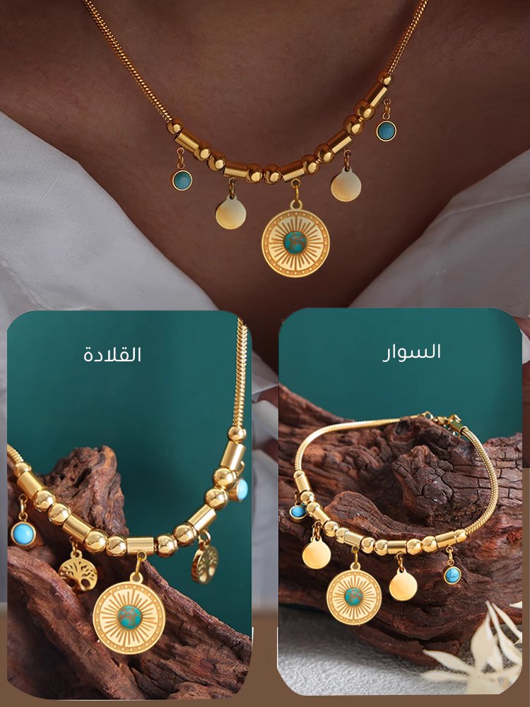 قلادة عصرية من الفيروز الكلاسيكي الرجعي