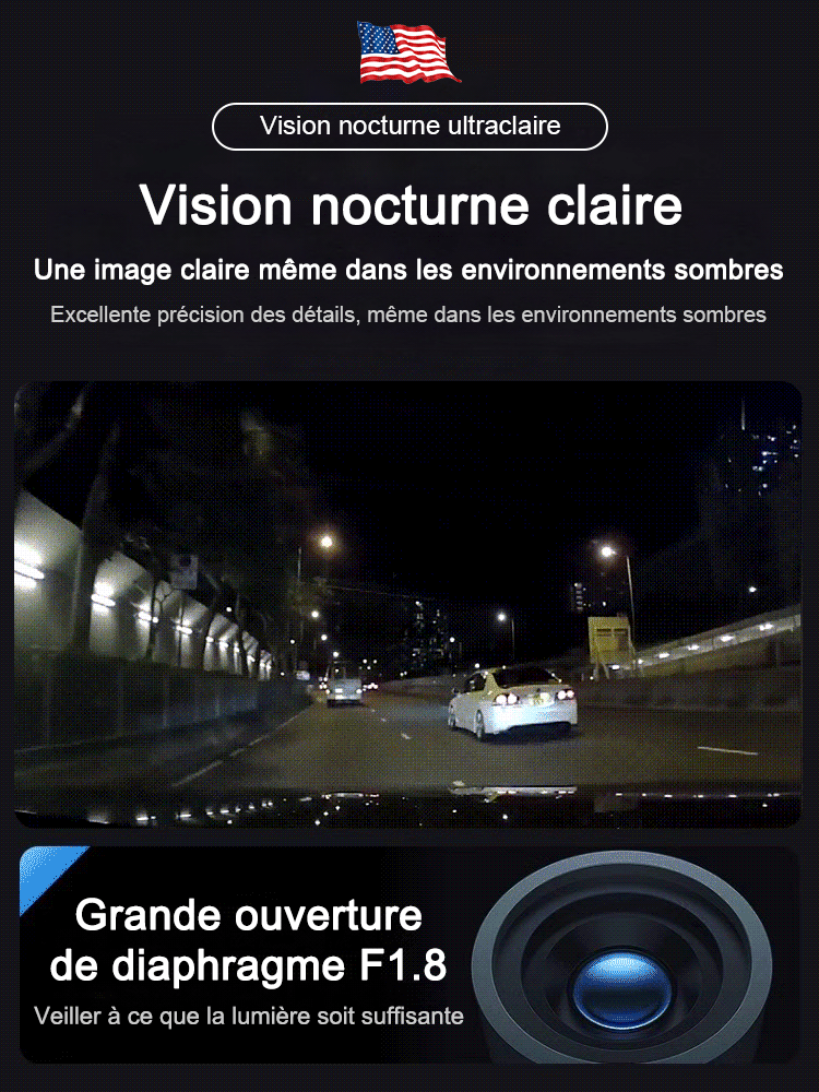 Caméra de tableau de bord WiFi cachée
