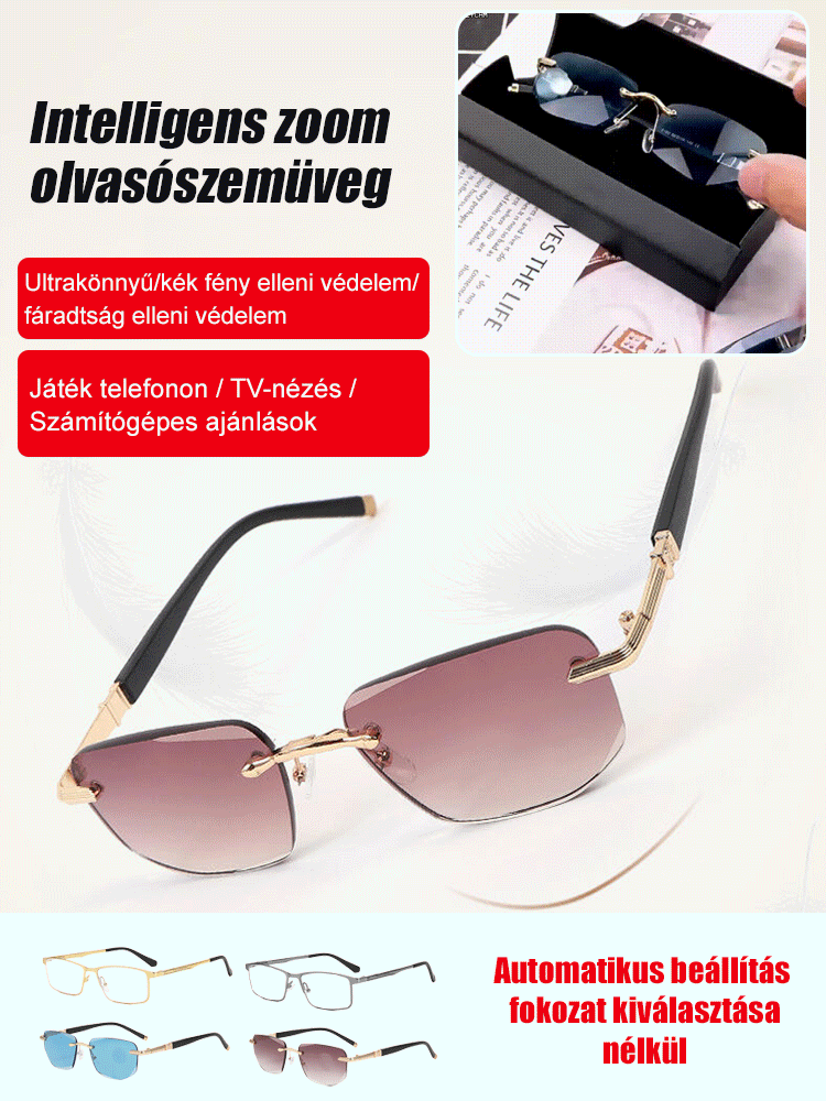 Intelligens zoomolós olvasószemüveg