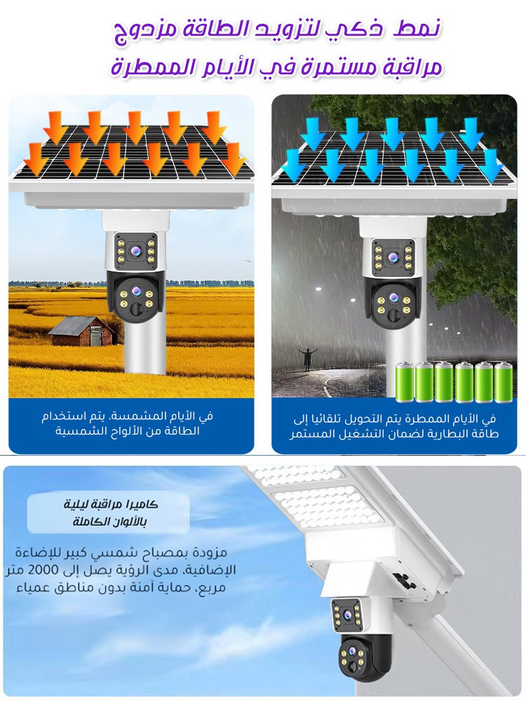 جهاز مراقبة وإنارة بالطاقة الشمسية 2 في 1