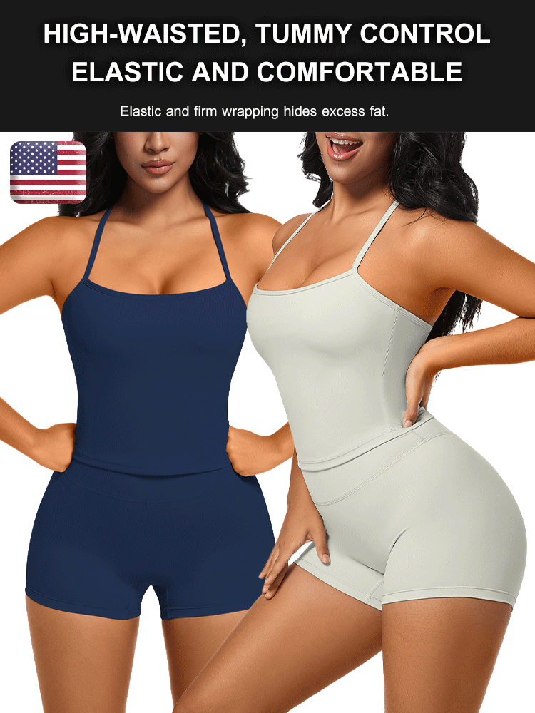 Suspender top high waist yoga shorts quick dry suit