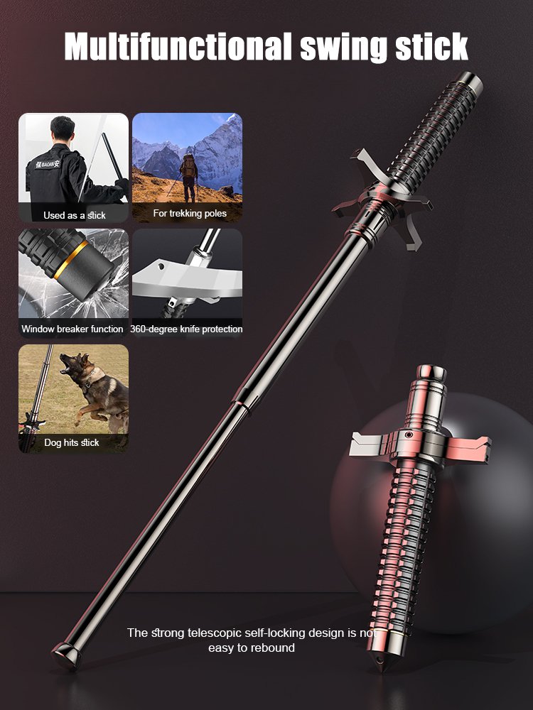 Alloy steel resistance lock outdoor multifunctional telescopic trekking pole