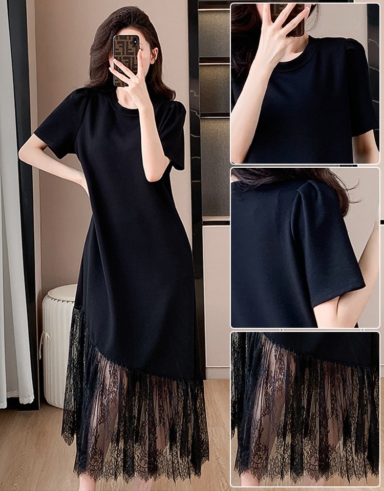 레이스 패치 루즈핏 원피스