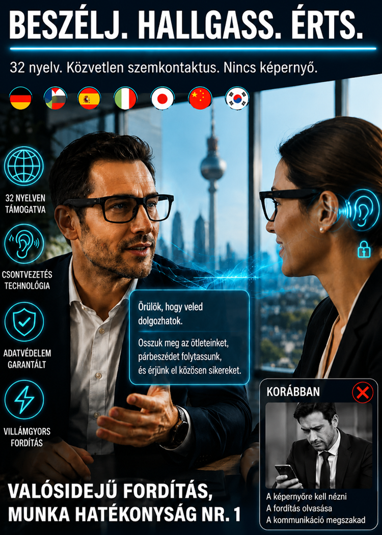  Intelligens Zoom Színváltó Valós idejű AI Fordító Szemüveg