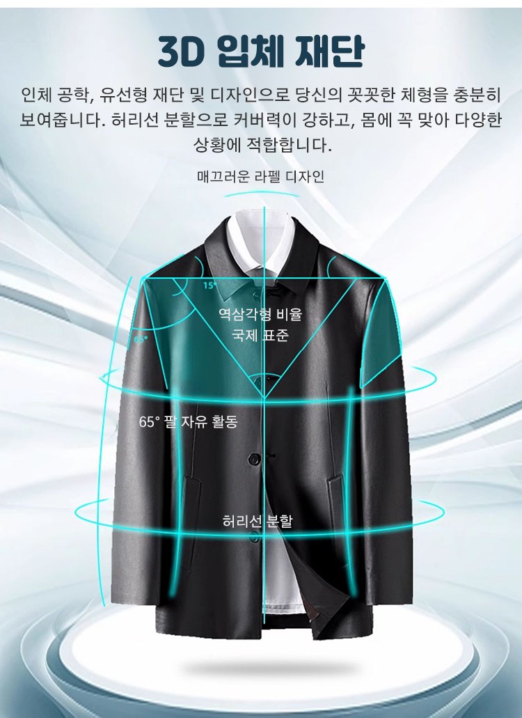 남성용 미디롱 가죽 재킷 스타일링 예시