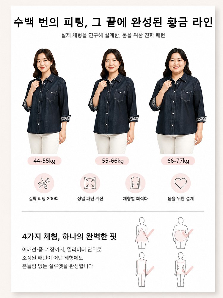 【콜라보 한정】7부 소매 데님 셔츠 자켓