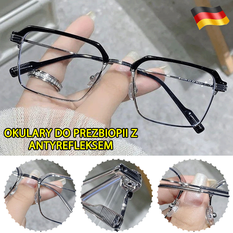 Neue Presbyopiebrille aus Metall mit Anti-Blaulicht