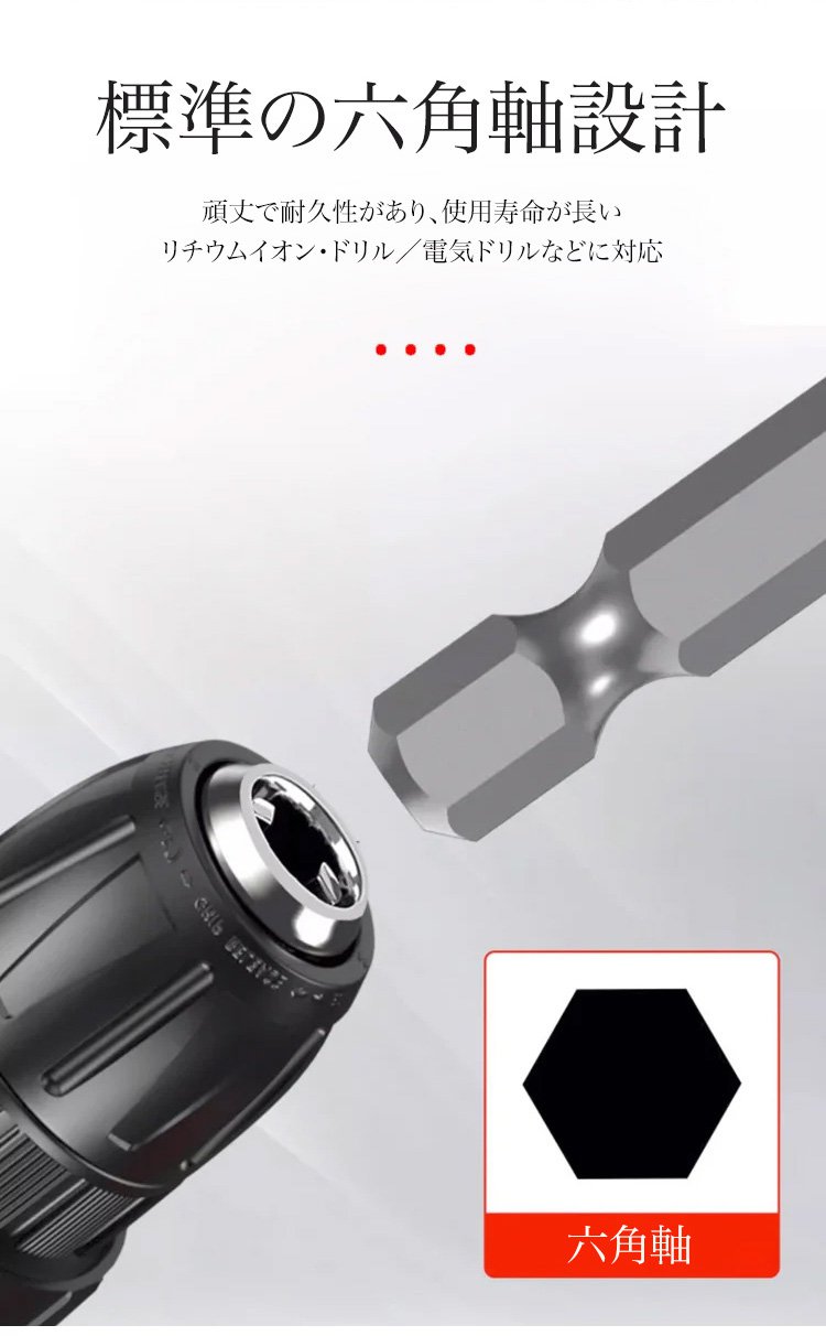 プロ仕様の六角軸偏心ビットセット