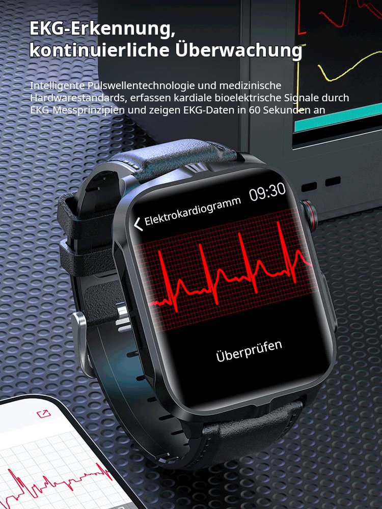 Nicht-invasiver Blutzucker-, EKG- und Blutdrucküberwachungs-Smartwatch.