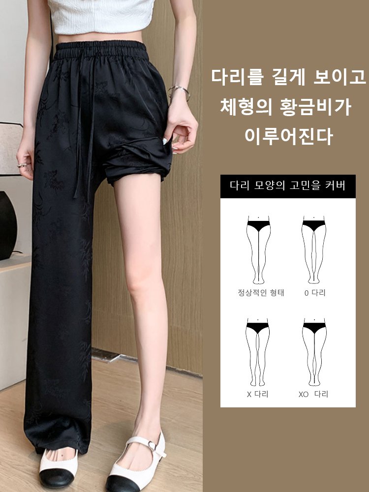 하이웨이스트 꽃무늬 와이드 팬츠