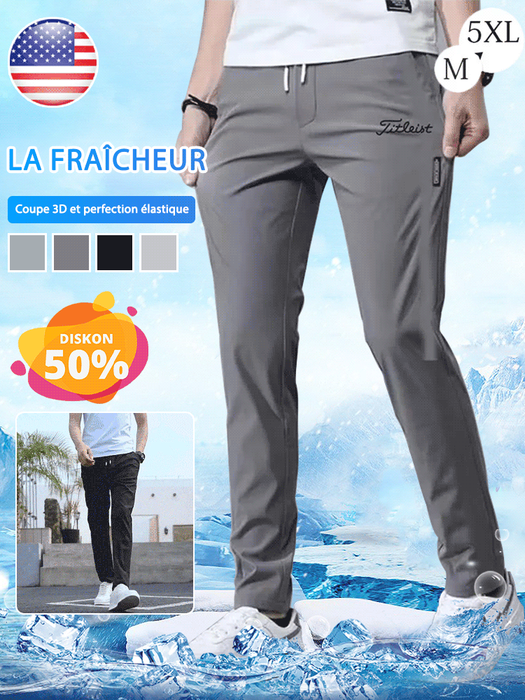 Pantalon décontracté pour hommes en soie glacée