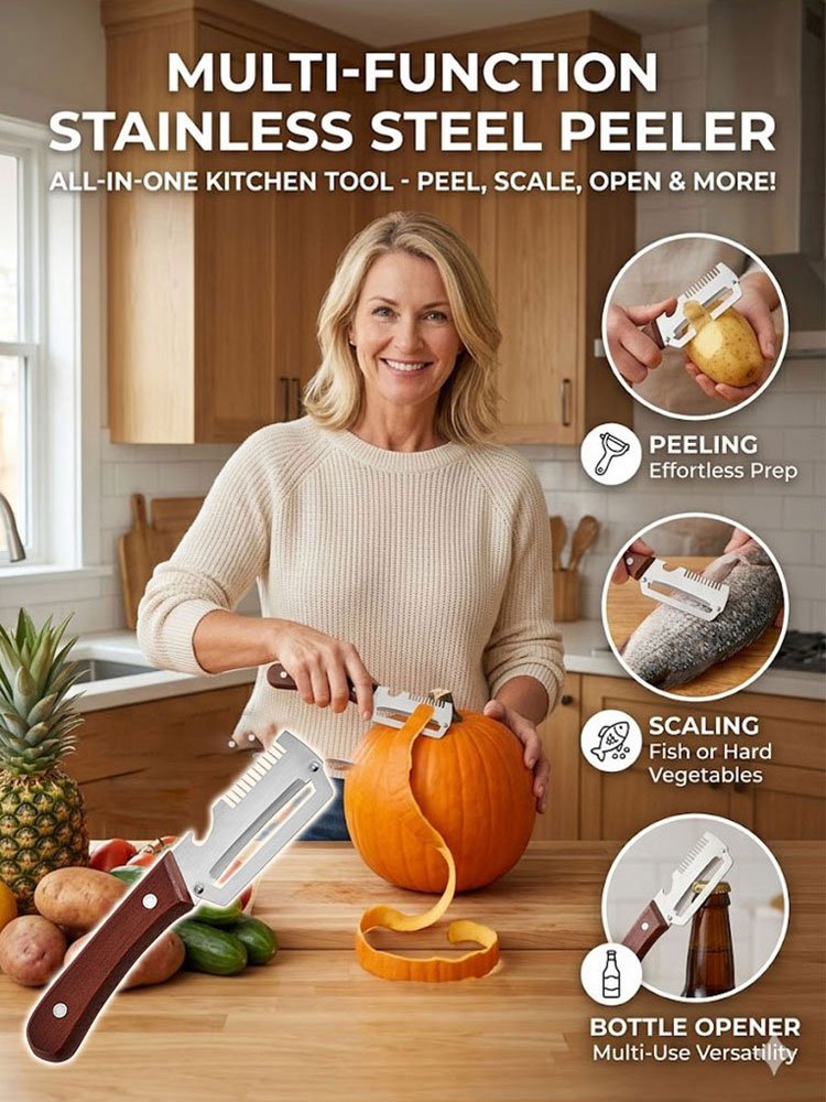 Multifunctional Peeler for Onion Strips, Stainless Steel Peeler, Scallion Scraper, Kitchen Fruit Pee
