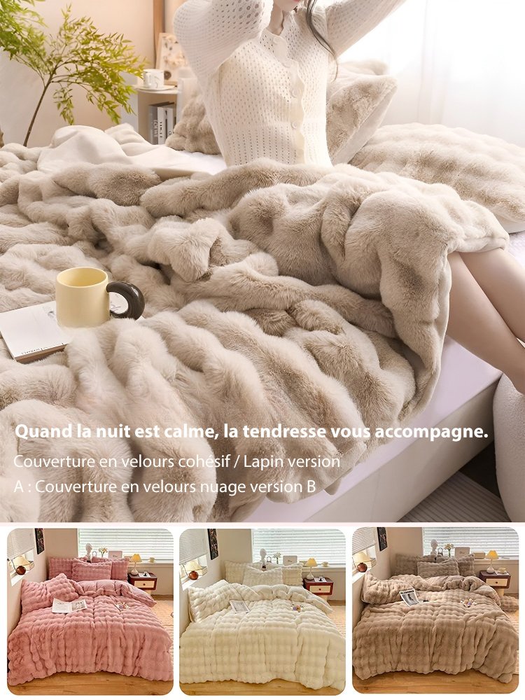 Couverture en laine de lapin velours double face 