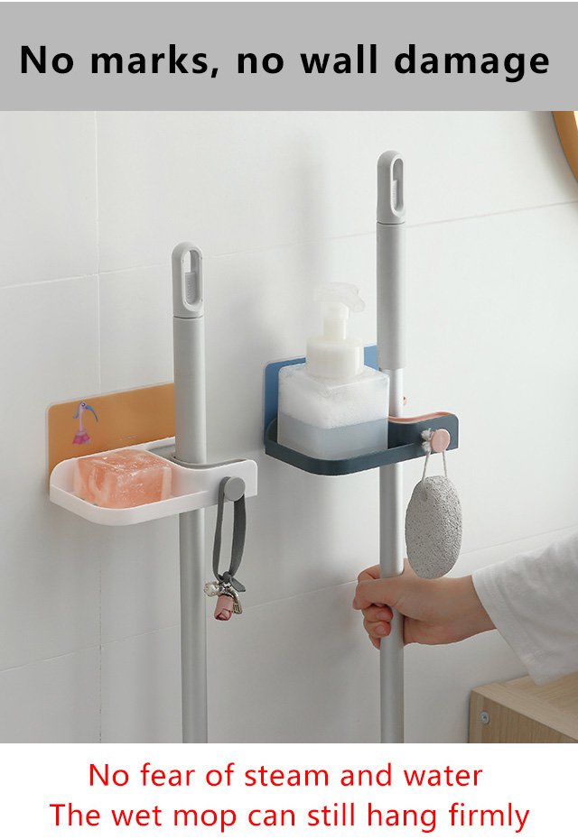 Durable mop holder with multiple hooks