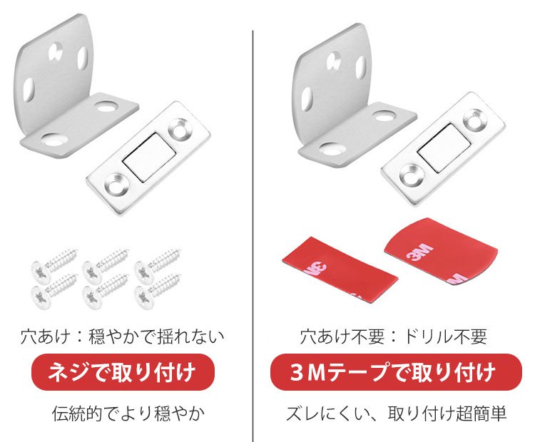 安全・安心のキャビネットドア用隠しマグネット