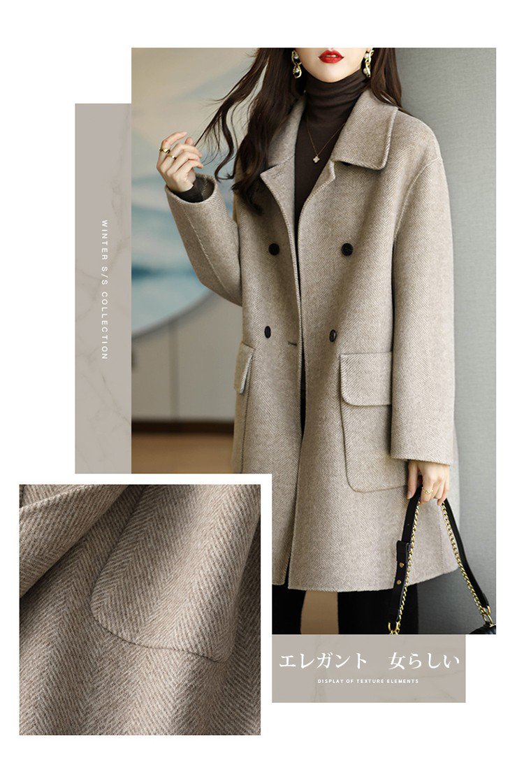 洗練されたシルエットのノーカラーコート