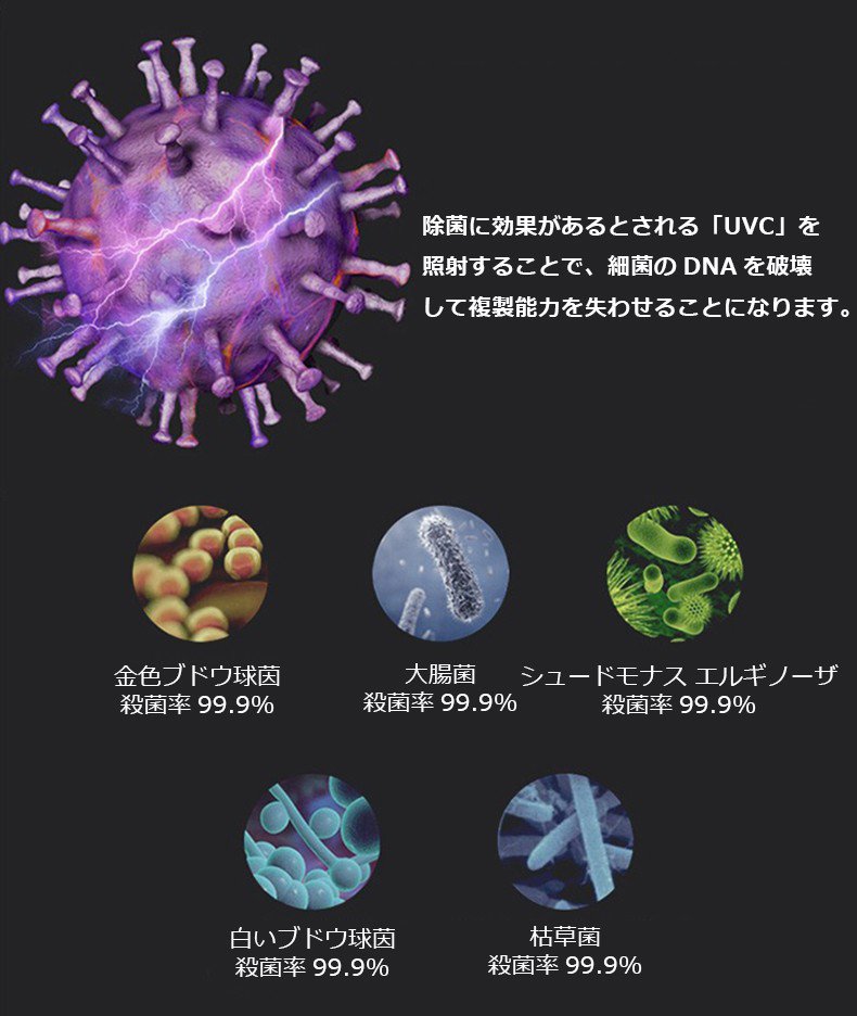 除菌ライトで家具を除菌する様子