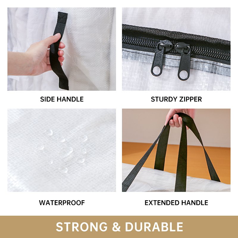 Oversized Moving Bags with Reinforced Handles Heavy-Duty Storage Tote for Blanket Bedding Clear Clot