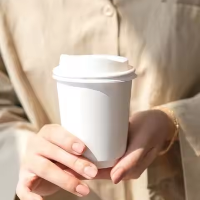 環保餐具咖啡酒套裝 可分解甘蔗紙杯附蓋 12盎司