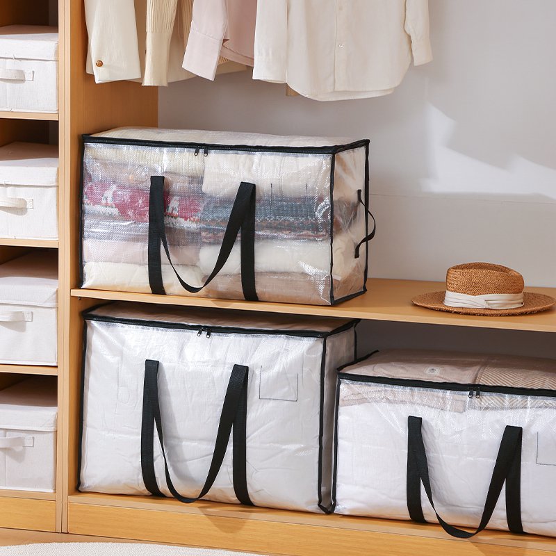 Oversized Moving Bags with Reinforced Handles Heavy-Duty Storage Tote for Blanket Bedding Clear Clot